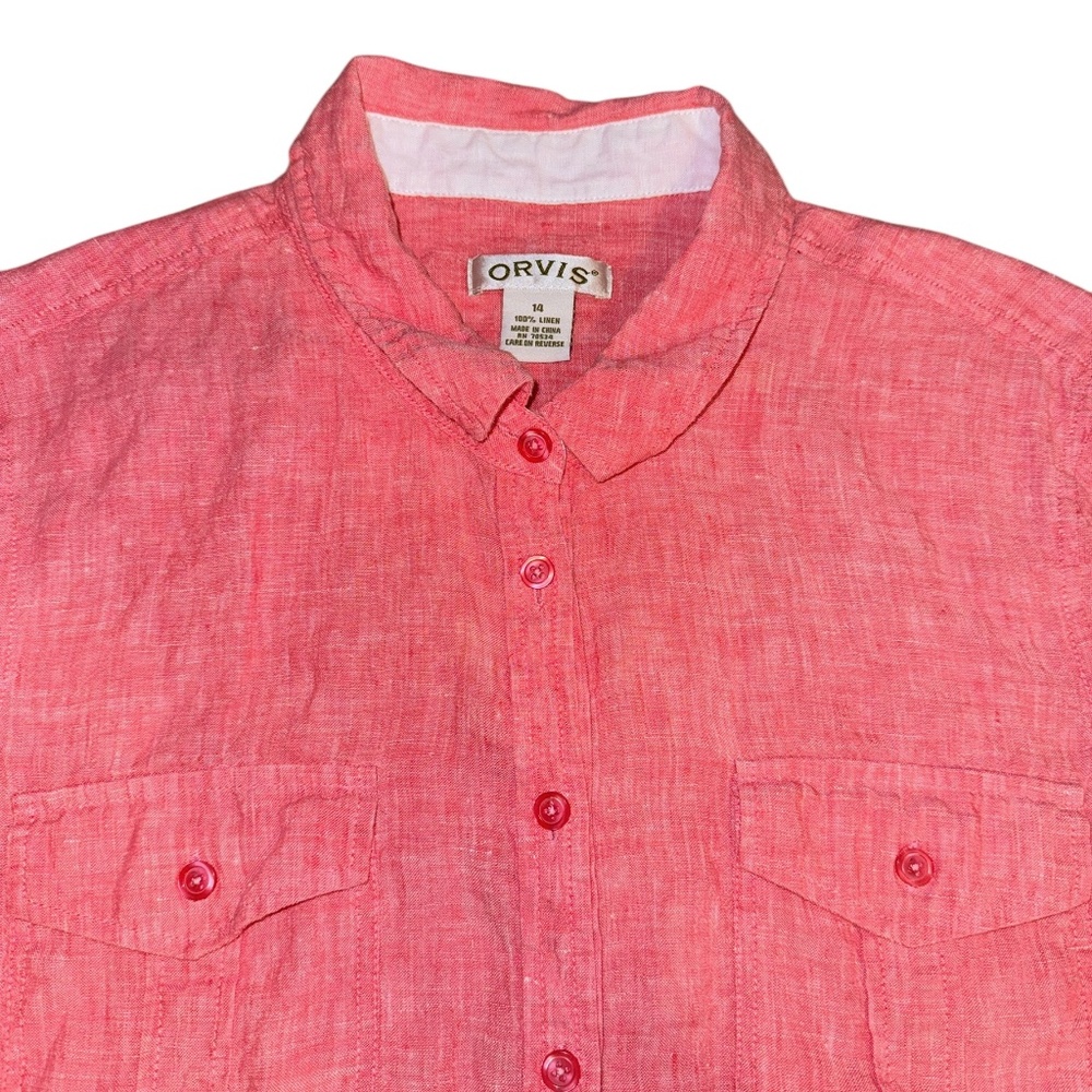 Orvis Women's Linen Button Down Shirt-‎ Size: 14